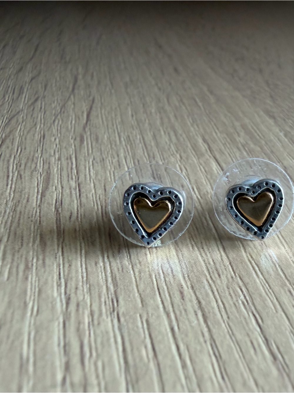 Brighton Two-Tone Heart Stud Earrings in Gold and Silver